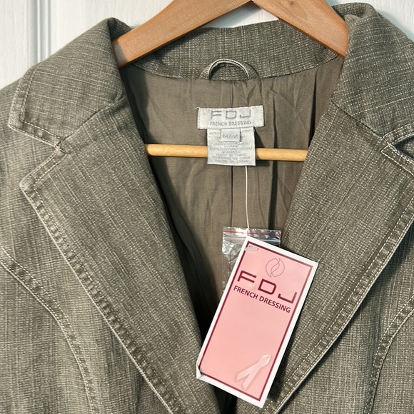 NWT FRENCH DRESSING FDJ STRETCH DENIM JACKET IN LIGHT OLIVE GREEN COLOUR SIZE M - Picture 3 of 8